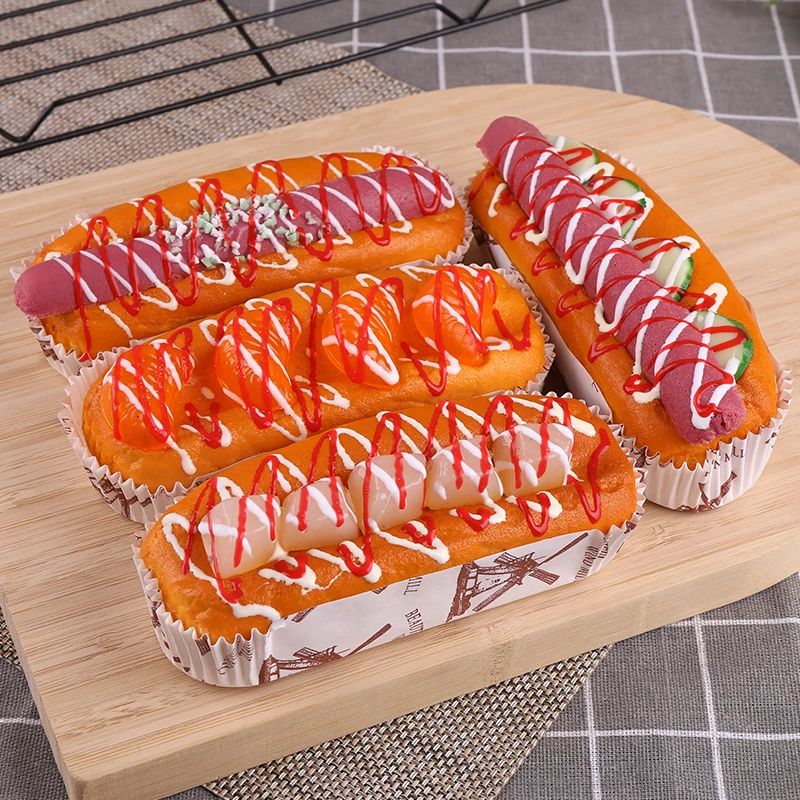 Fake Bread Hot Dog Sandwich Model Food Fake Orange Bread Toy Bakery Window Display Ornaments Simulation Home Decor Decoration