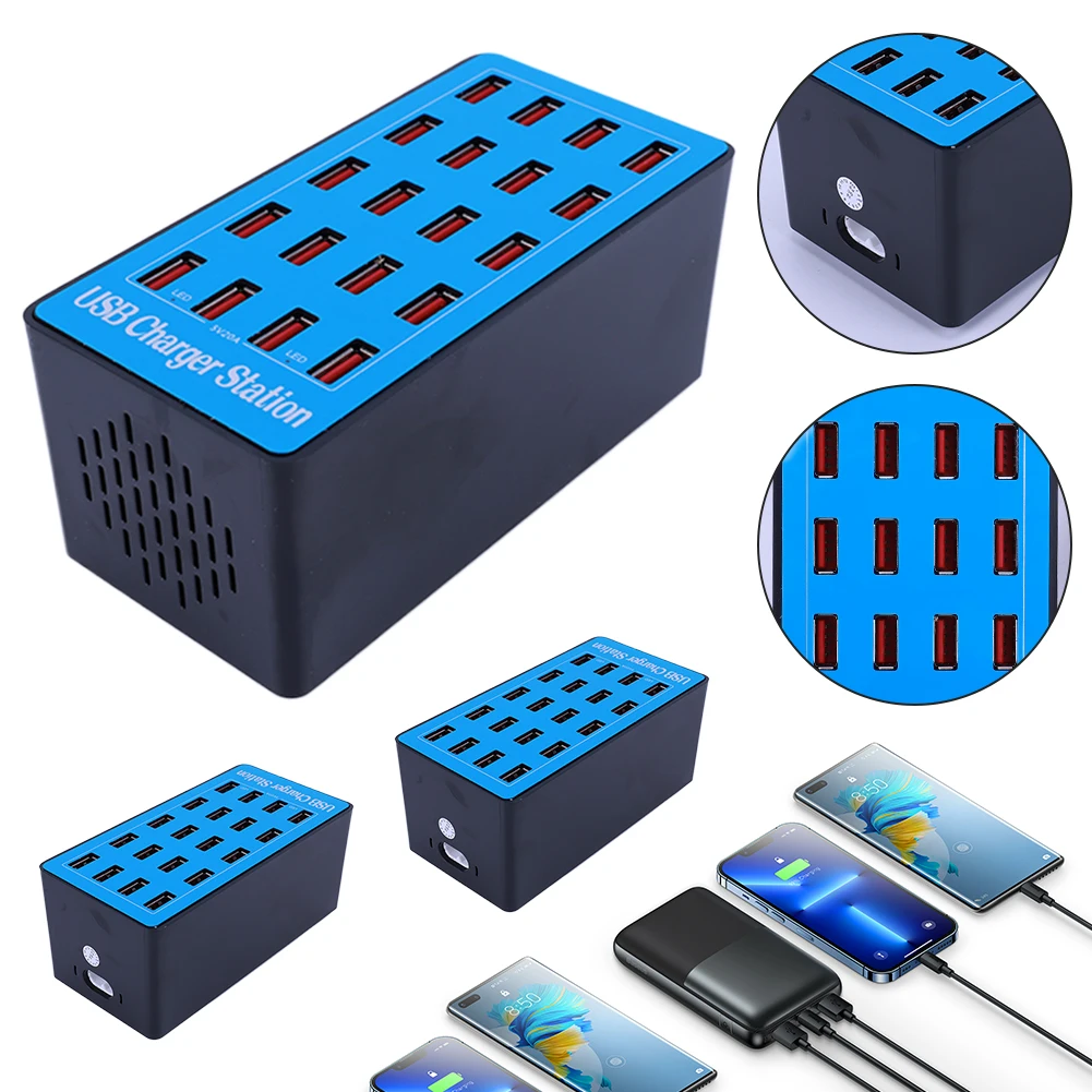 Зарядное устройство с 20 USB-портами, 100 Вт/20 А