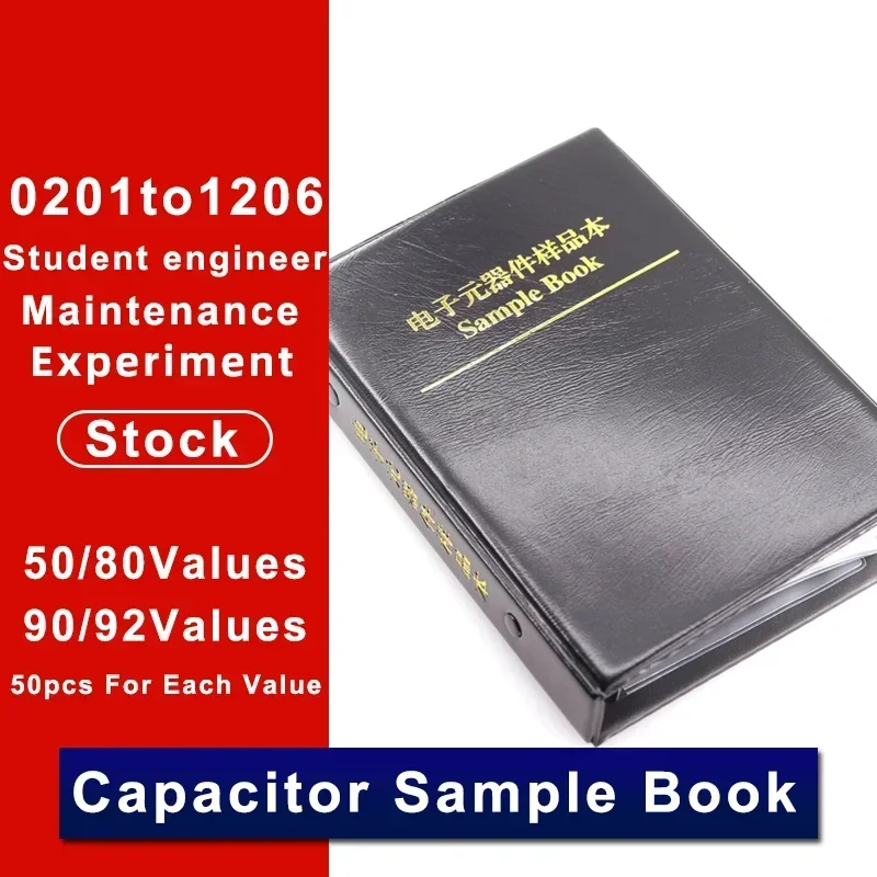 Capacitors Kit SMD Capacitor Sample Book 0201 0402 0603 0805 1206 Chip Assortment Pack 80/90/92values 25 50 pcs