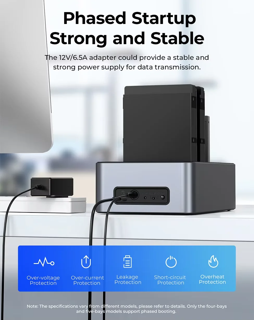 ORICO 4‑Bay Hard Drive Docking Station Type‑C 5Gbps Offline Clone for 2.5/3.5 inch SATA SSD HDD Max 80TB Docking Station