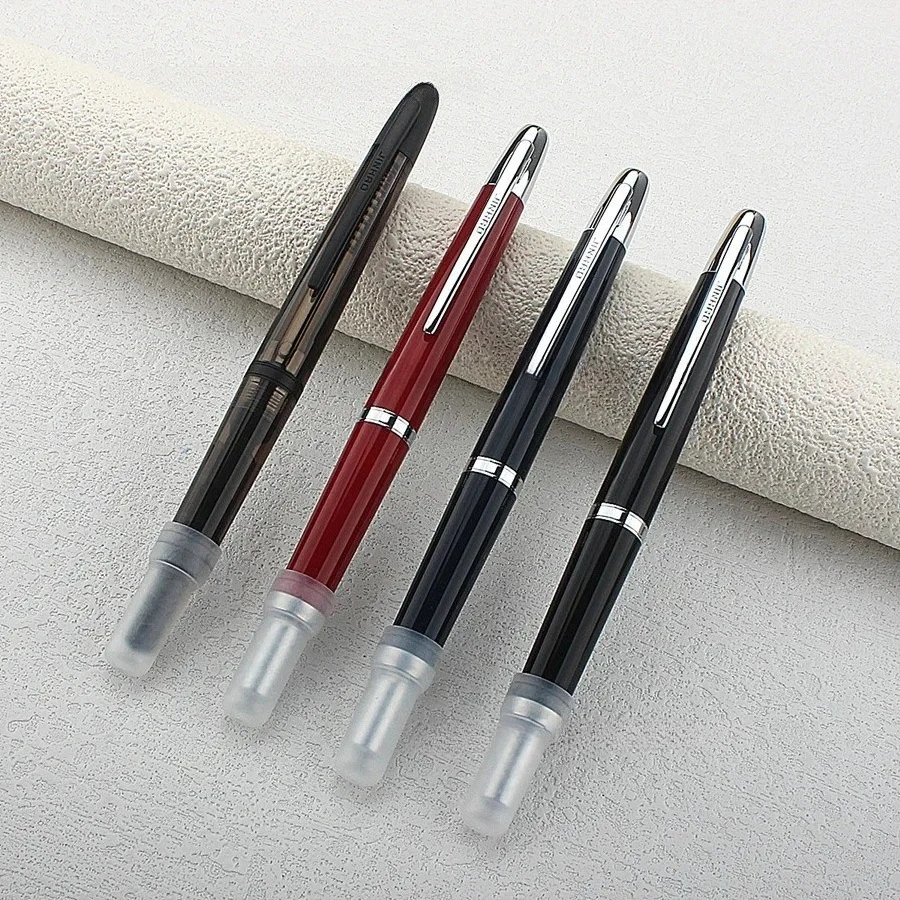 

Smooth JINHAO 20 Press Fountain Pen Retractable EF F Nib Transparent Black Writing Ink Pen with Converter School Office Supplies