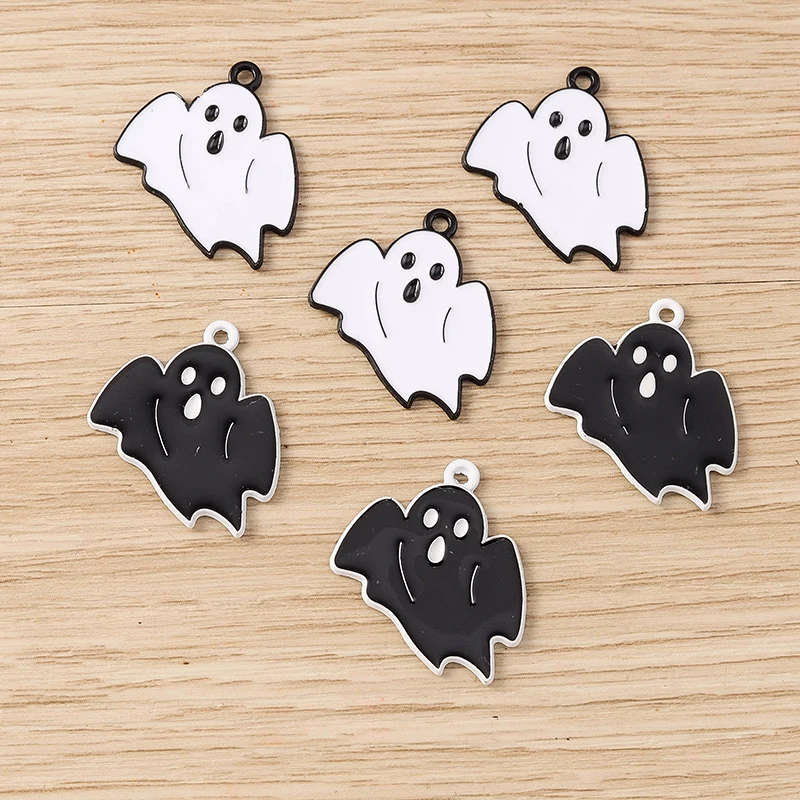 10 Stück 22 x 26 mm Cartoon-Emaille-Halloween-Geist-Charms-Anhänger für die Herstellung von Ohrringen, Halsketten, Armbändern, DIY-Handwerk, Schmuckzubehör – Detail 5