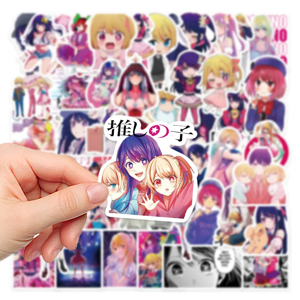 50 Uds. De pegatinas de Anime Oshi No Ko, pegatinas Kawaii de dibujos animados para niñas Hoshino Ai para teléfono DIY, botella de agua, guitarra, pegatina de Graffiti bonita