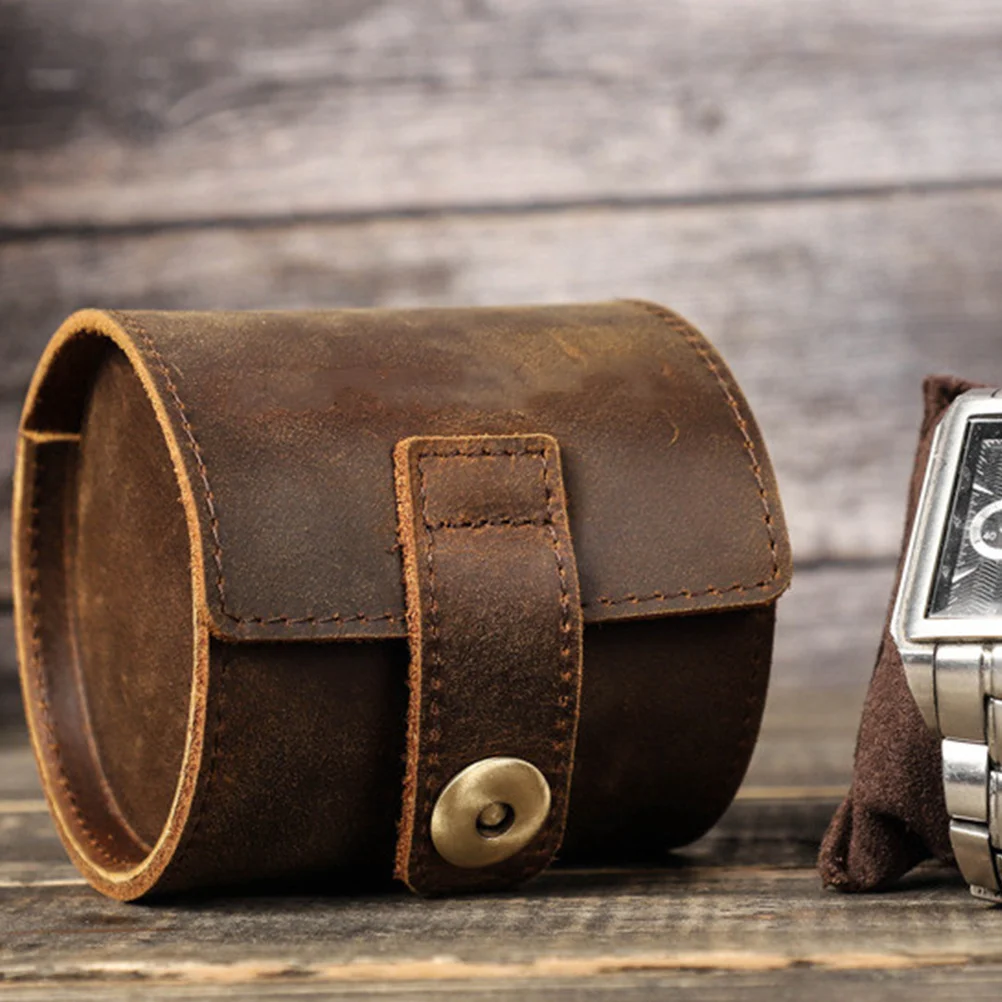 

Single Watch Case Button Roll Design Easy Open Close Portable Watch Travel Storage Box Organizer for Men Women