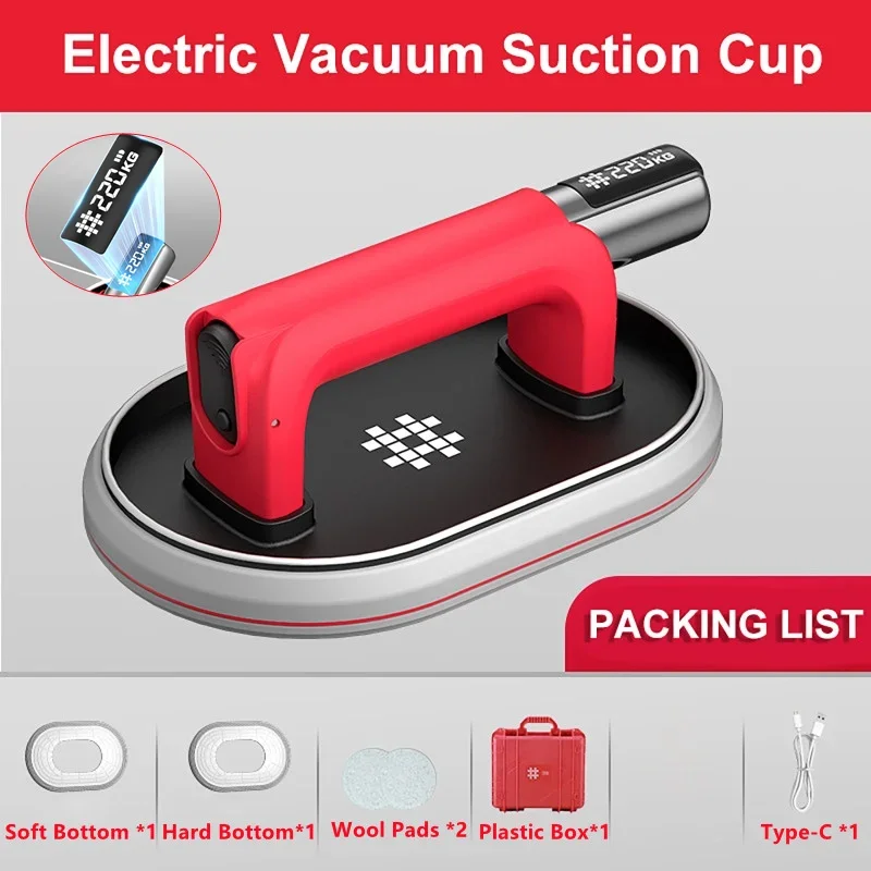 

2000mAh Type-C Electric Vacuum Suction Cup Heavy Duty Vacuum Lifter for Granite Tile Glass Manual Lifting Suction Cups Detachabl
