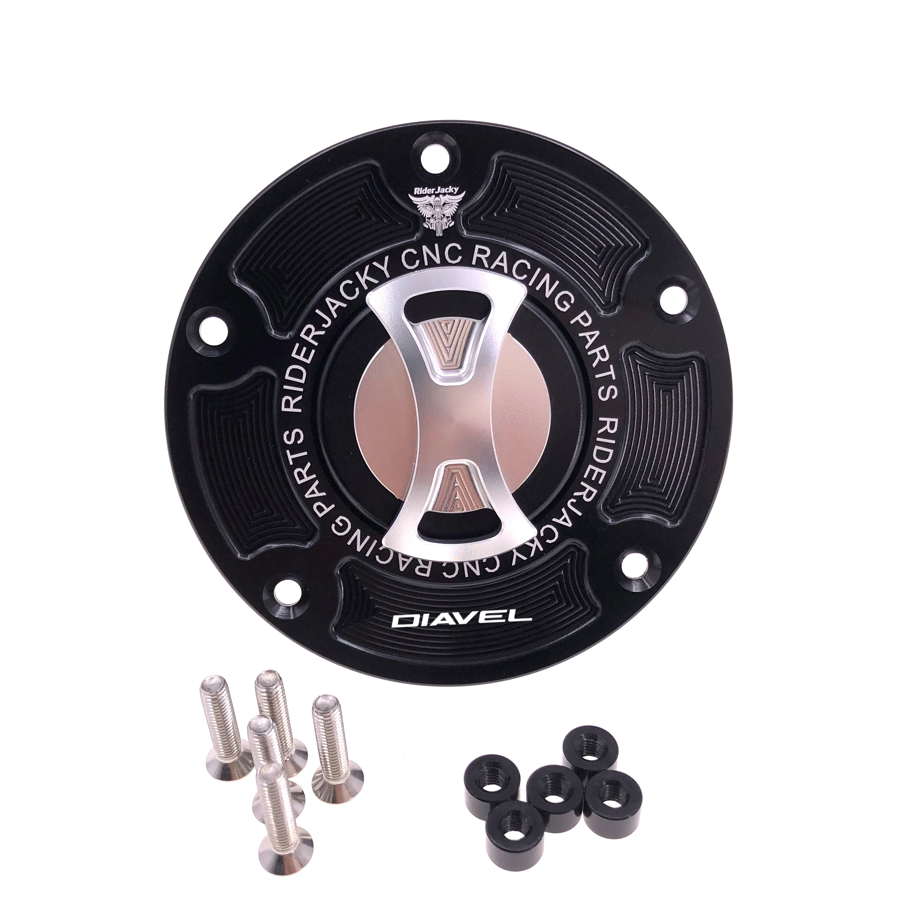 RiderJacky ®   Tapa de Tanque de Combustible sin Llave para Motocicleta Ducati DIAVEL 2011-2018 2015 2016 2017 (AMG, CARBON, CROMO, STRADA)