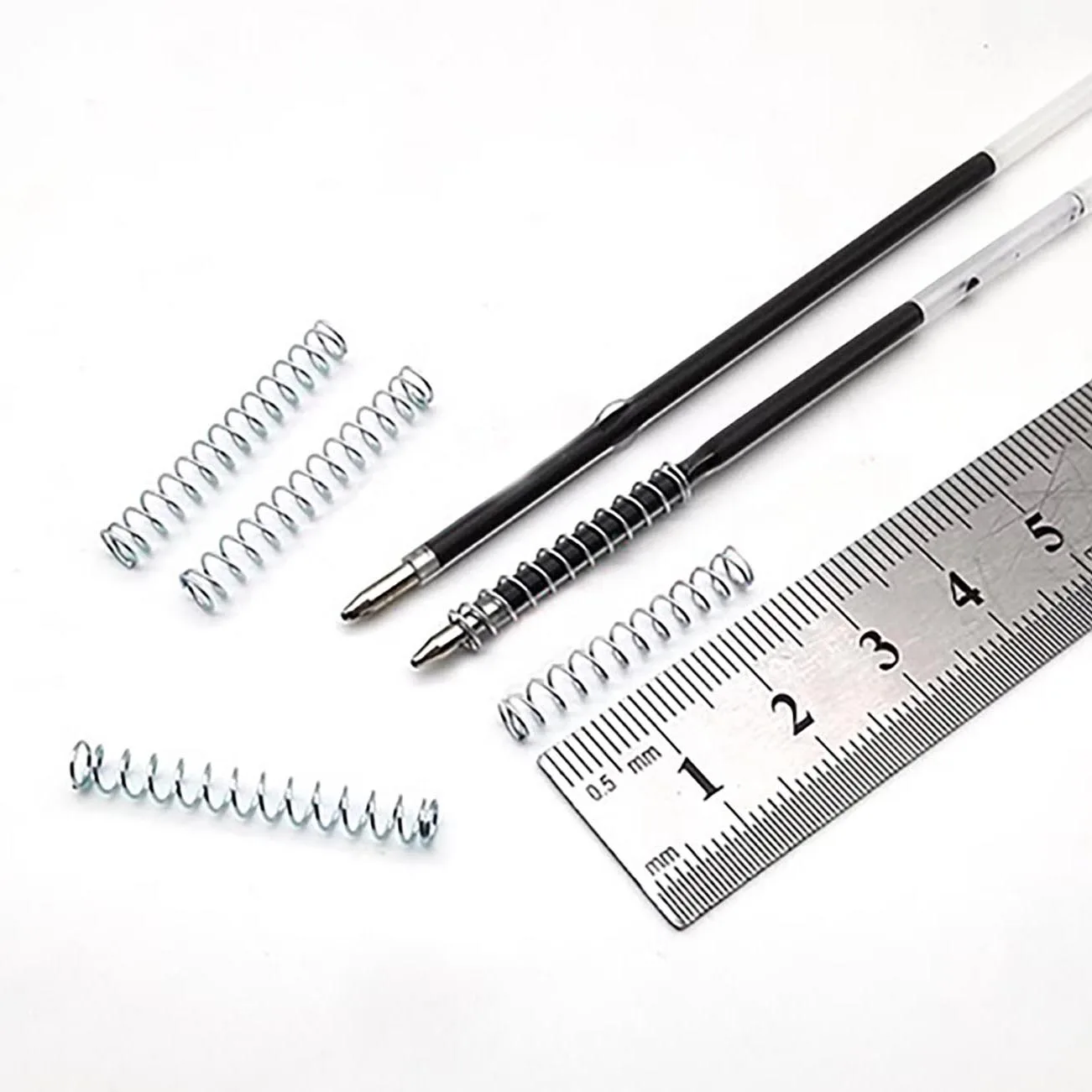100PCS Miniature Ballpoint Pen Refills Galvanized Steel Small Compression Springs 0.4x4x30mm for Writing Instrument Repair