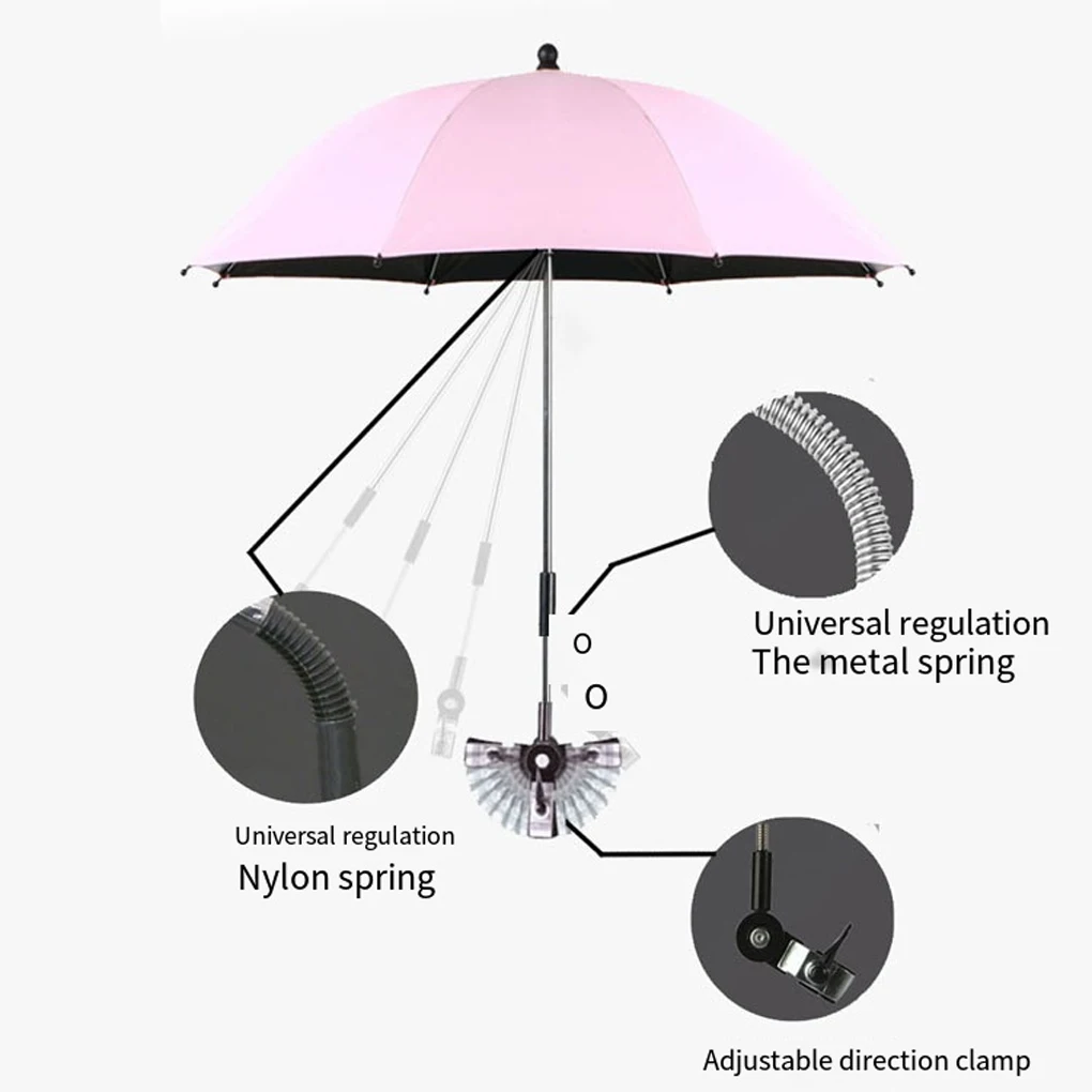 Detachable Folding Baby Stroller Umbrella Infant Buggy Pram Pushchair Parasol Cover Sunshade Rain Protection Canopy Black