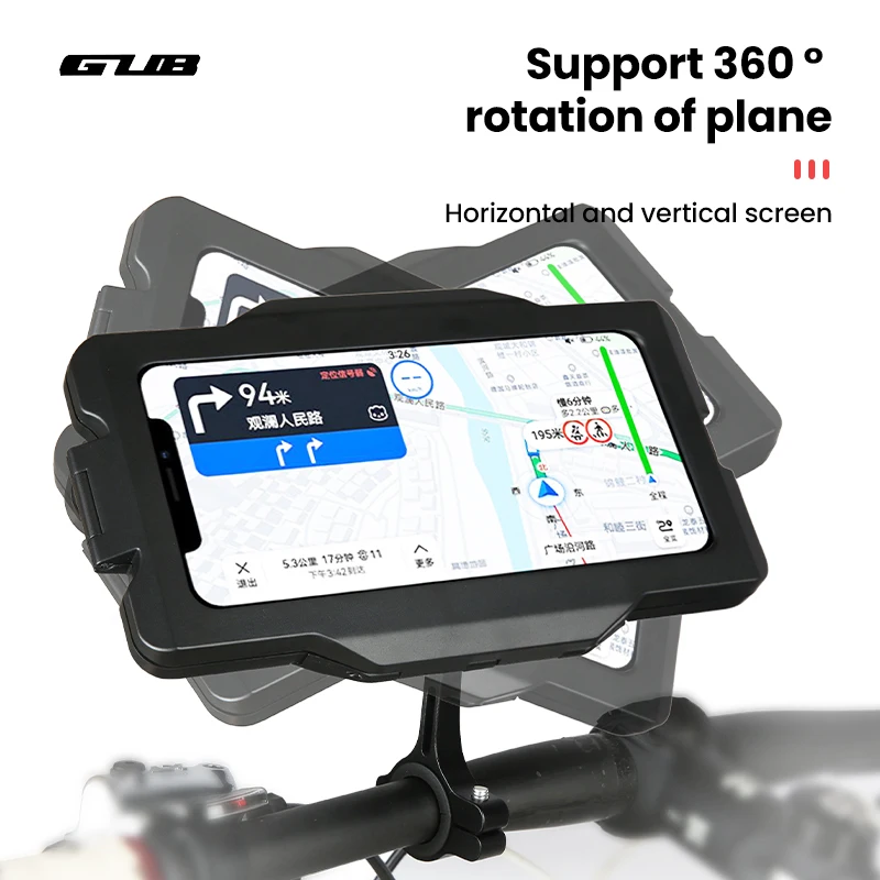 GUB Phone Mount Stand Bicycle Holder Adjustable 360° Rotatable Aluminum Waterproof & Touchable MTB Bike Cycling Phone Bracket