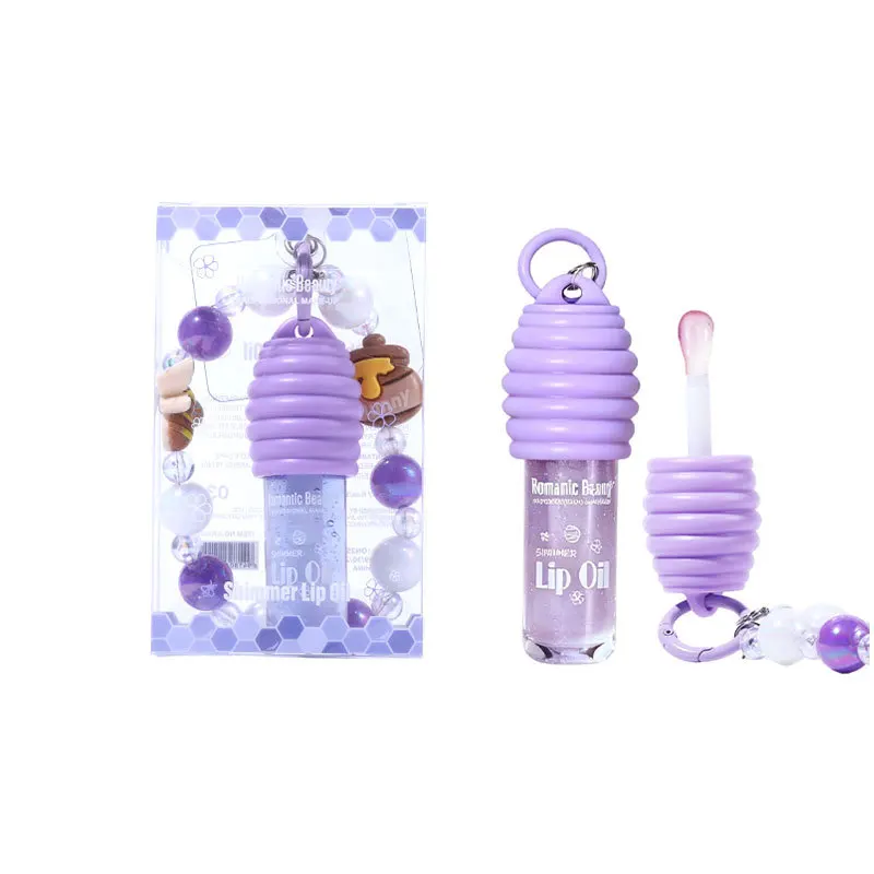 허니 립 오일 팔찌 - 틴티드 글로스가 있는 귀여운 참, 보습 및 미러 마감, 휴대용 2-in-1 립 케어, 딸을 위한 선물