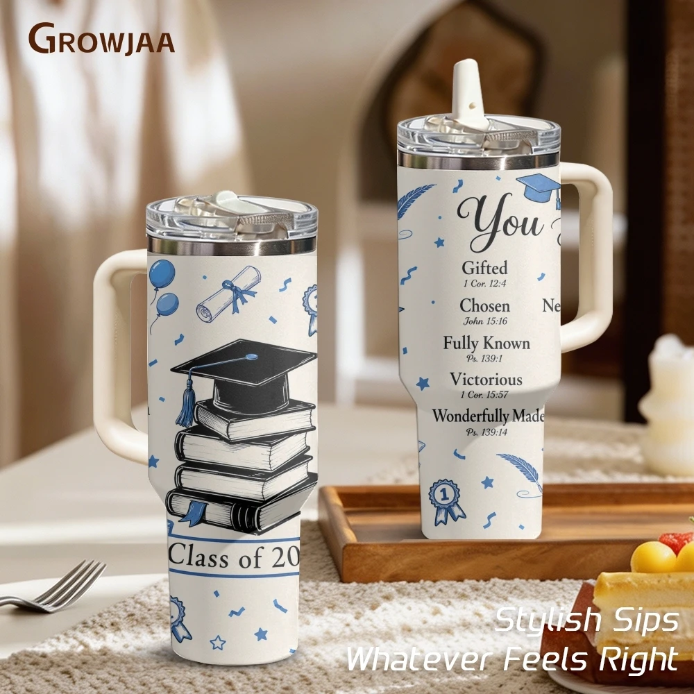 Grad Faith Affirmations Vacuum Flasks 40oz 3rd Gen Vacuum Insulated Stainless Steel Tumbler Cup With Handle Straw Lid For Gifts