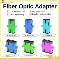50Pcs SC to SC UPC/APC/OM3/OM4 Couplers, Duplex Fiber Optical Adapters Cable Connectors SM MM Fiber Simplex Flange Ftth Adapter