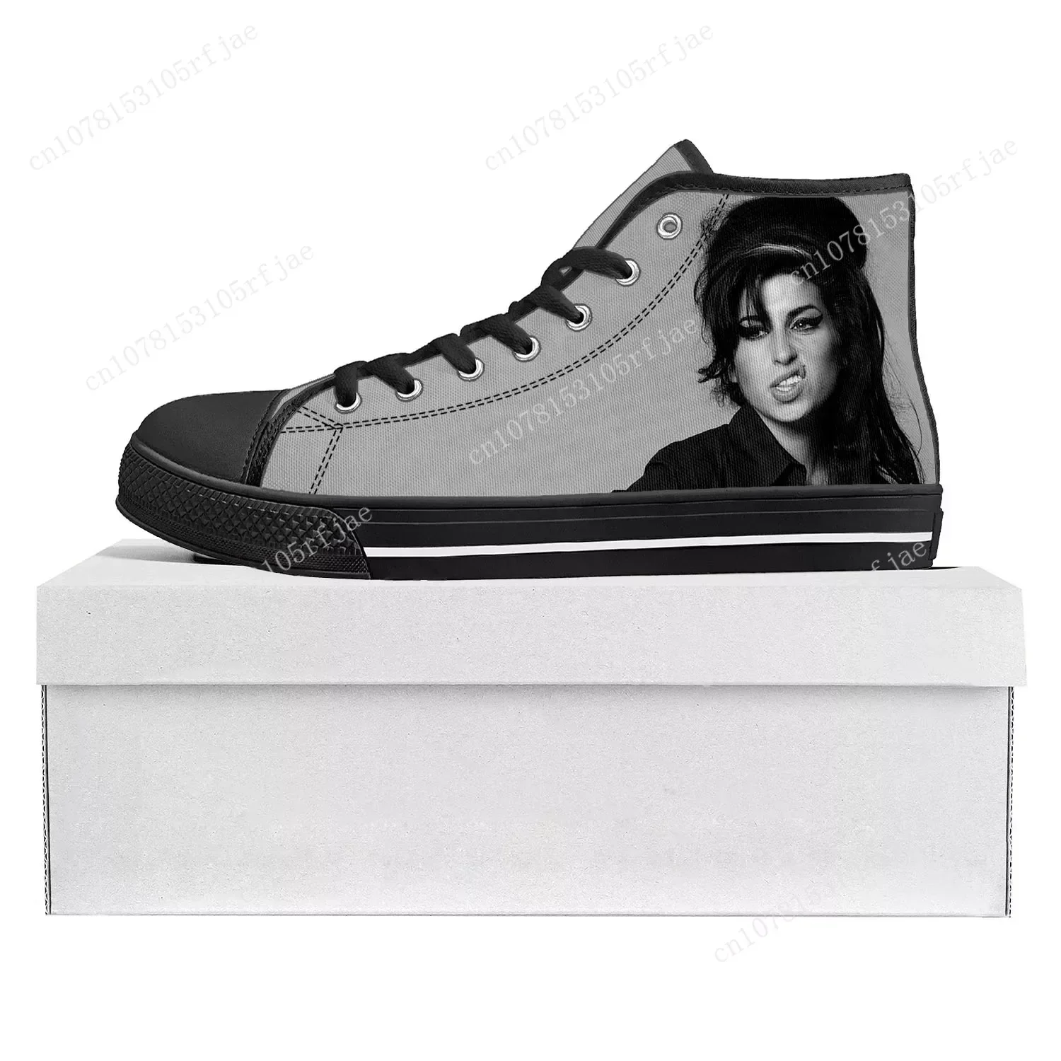 Amy Winehouse sepatu kustom Pria Wanita remaja, Sneaker kanvas kasual pasangan, Sneaker kualitas tinggi mode