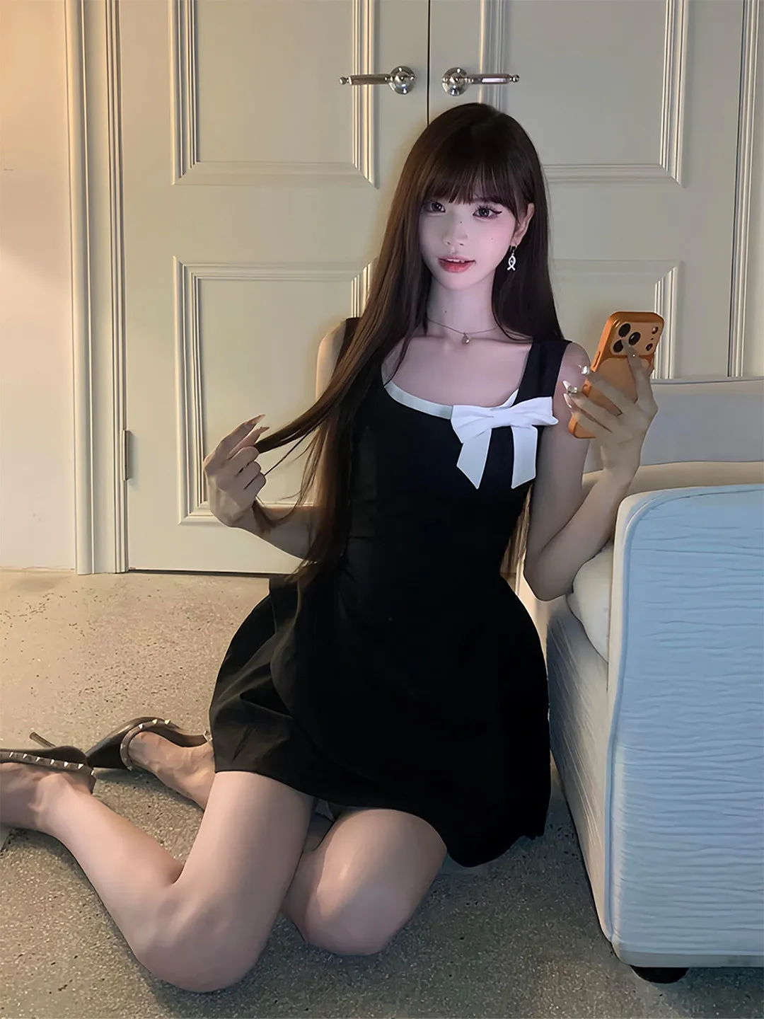 

Black Strapless Princess Style Puffy Skirt Dress Women's Summer Beautiful Birthday Dress Waist Cinched City Commute