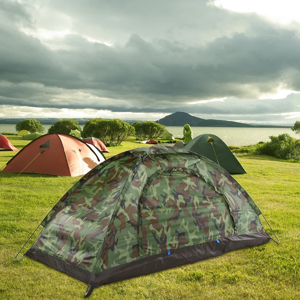 Camping Tent for 1 Person Single Layer Outdoor Portable Camouflage Travel Beach Tent