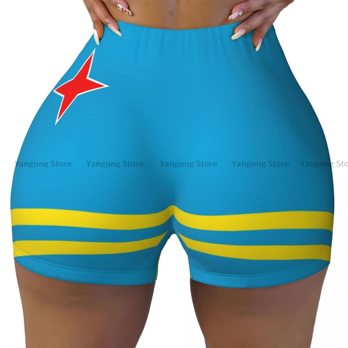 

Women's Yoga Shorts Flag Of Aruba Scrunch Booty Butt Lifting Comfort Fitness Gym