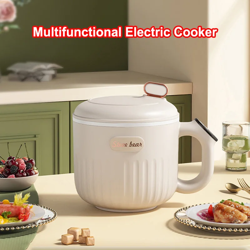 3 IN 1 LED Smart Multifunctional Electric Cooker 600W Small Steamer Portable Non-stick Frying Pan Travel Hot Pot Rice Cooker