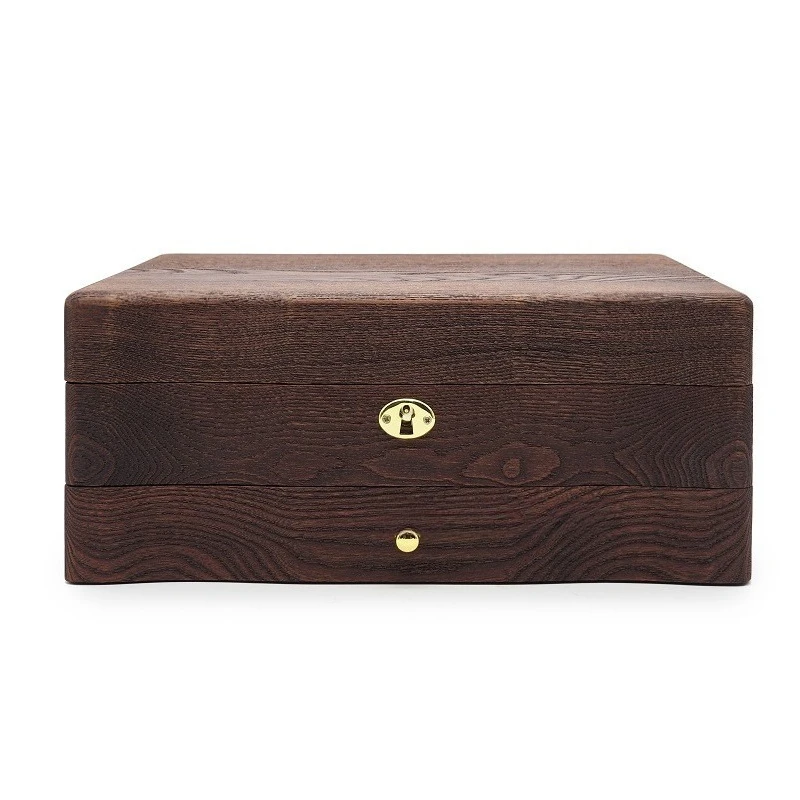 

High-end new log retro jewelry box multi-layer jewelry storage box ring necklace bracelet storage box
