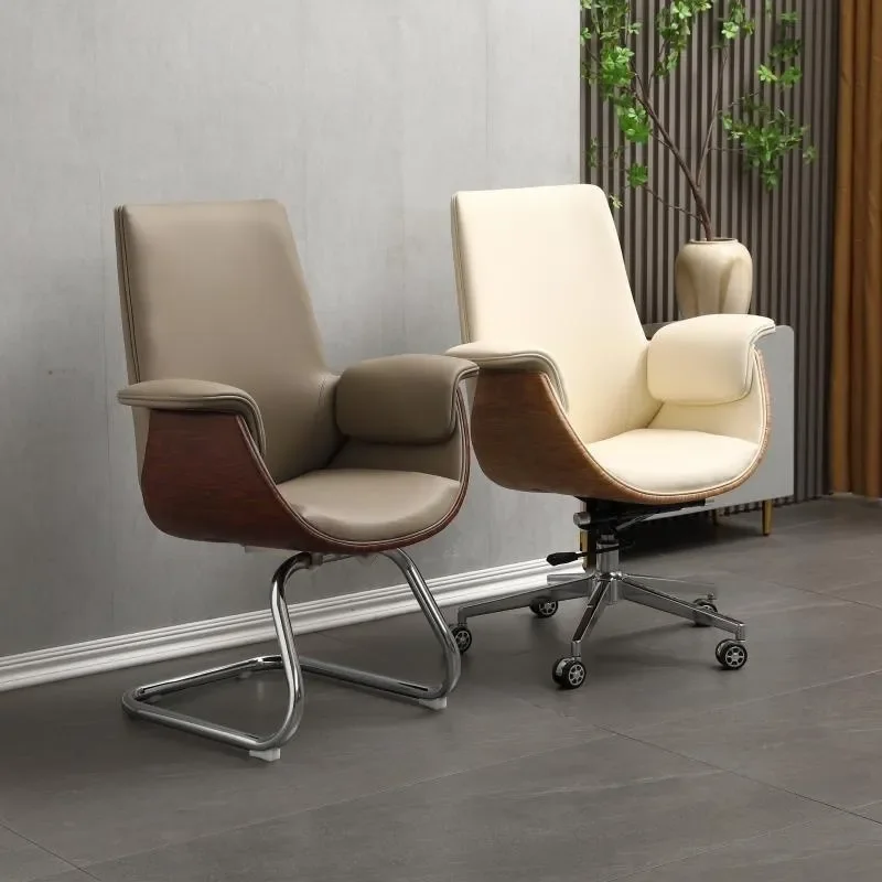 Luxury Office Reception Chair Ergonomic Leather Boss Meeting Chair Modern Light Luxury Computer Seat for Business Negotiation view 3