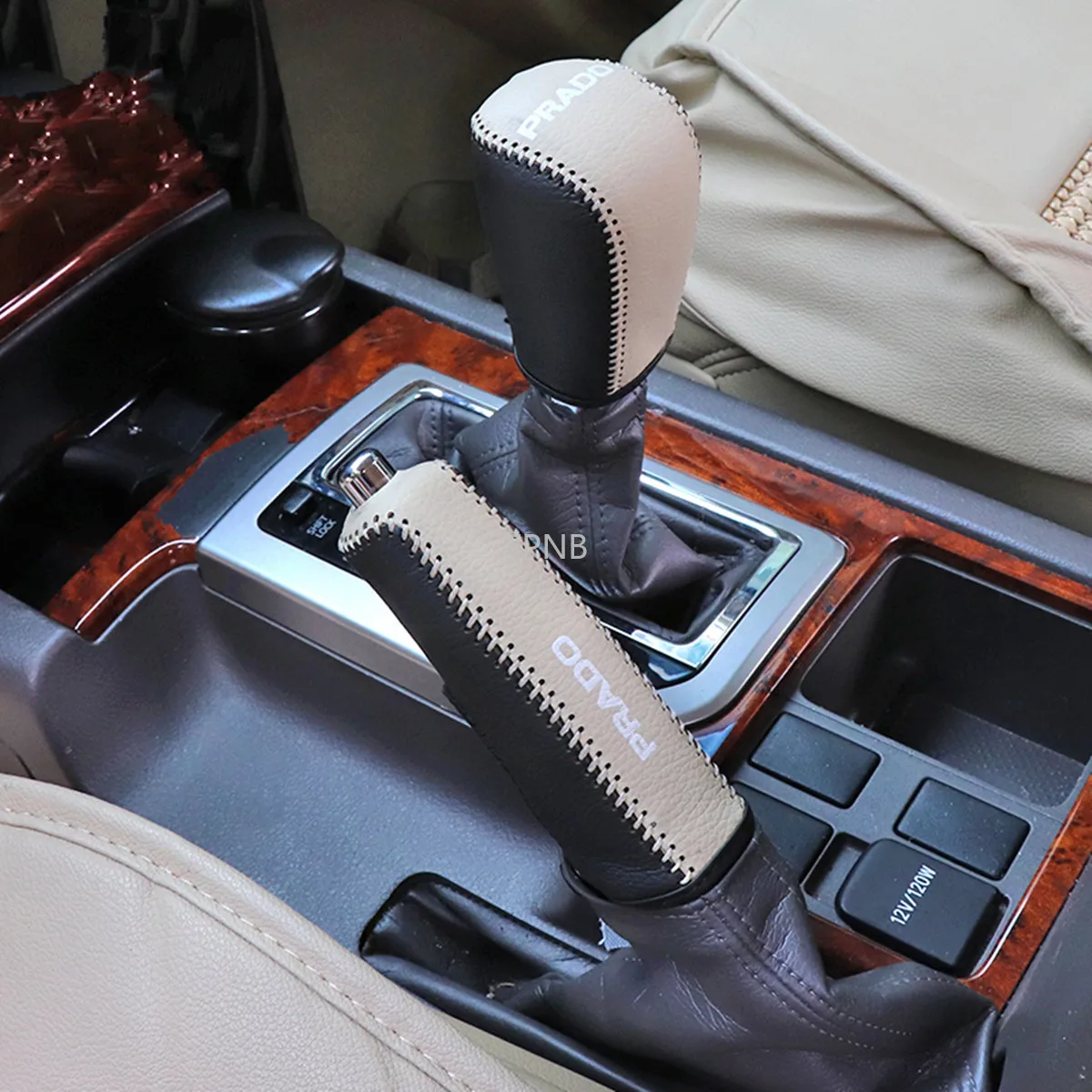 Premium Leather Gear Hand Brake Cover for Toyota Land Cruiser Prado 150 2010-2023 Accessories