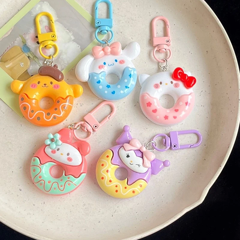 Cartoon Donut Sanrio Keychain Bag Accessories For Women Girls Kids Toy Cute PVC Pink Blue Yellow Purple Pendant Key Chain