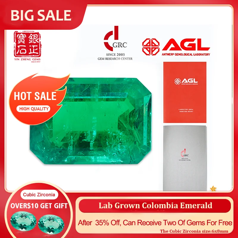 

YinZheng Lab Grown Emerald Loose Hydrothermal high level Columbian Provide AGL Certificate Colombian Emerald For Jewelry Making