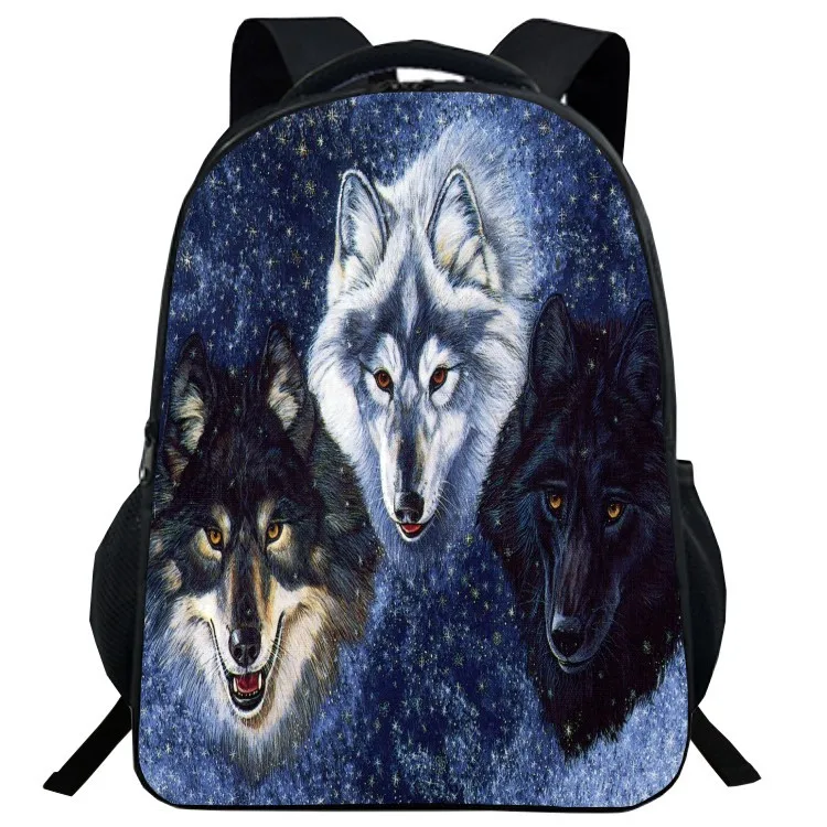 2024 Cartoon Animal Wolf Backpacks 16inch High Quality Primary Schoolbag Kids Grade 1-6 Backpack Children School Bags