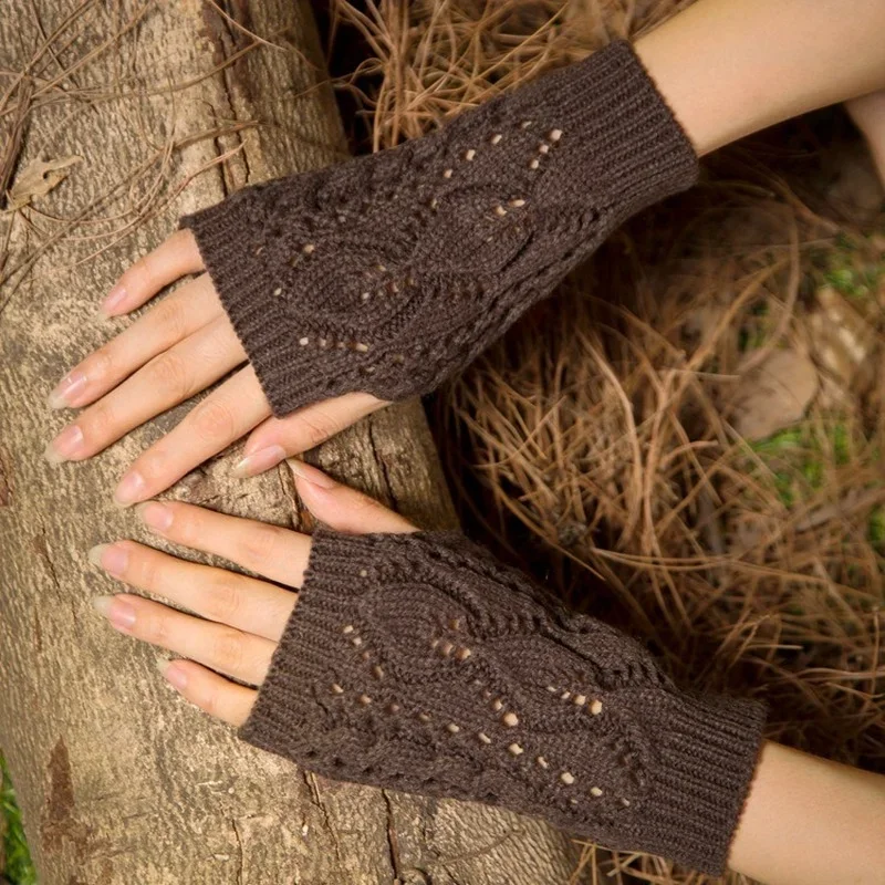 Ladies Gloves Fashion Hand Warmer Winter Arm Crochet Faux Wool Warm Fingerless