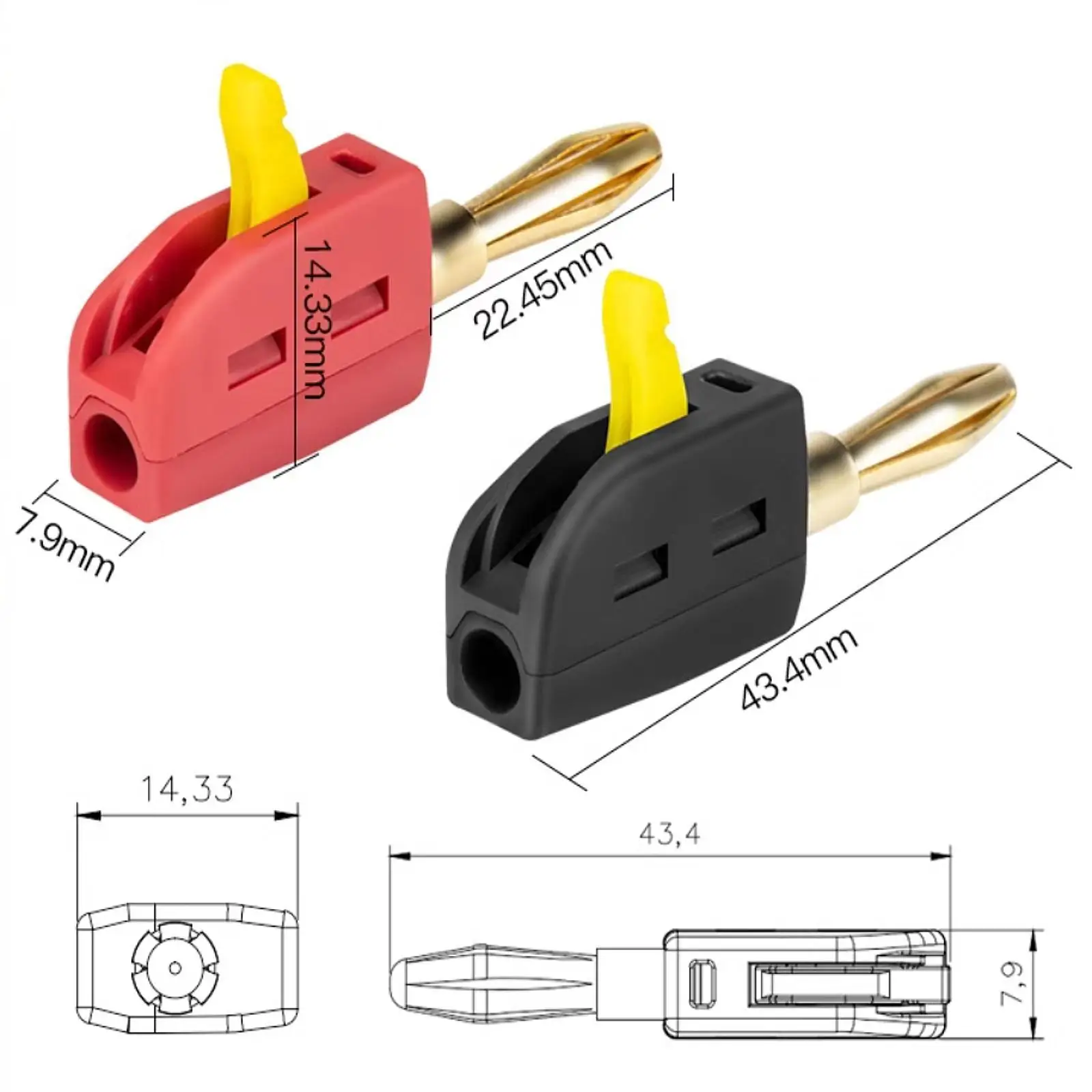 10x 4mm Banana Plug Premium Professional Spare Parts Banana Connector