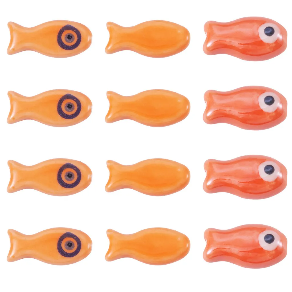 12Pcs 3 Styles Handmade Porcelain Fish Beads Bright Glazed Porcelain for Jewelry Making Bracelet Necklace Earring DIY Supplies