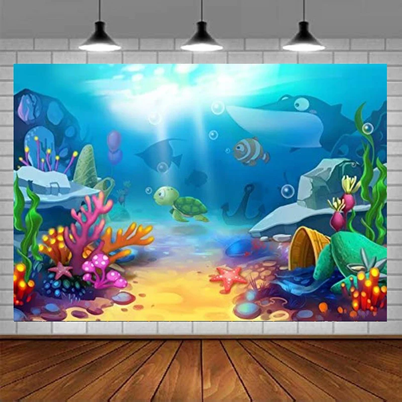 

Under The Sea Backdrop For Underwater World Theme Fishes Seabed Background Kids Baby Shower Birthday Party Decor Photo Booth