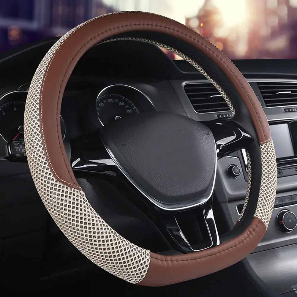 Car D Shape Steering Wheel Cover Universal Micro Fiber Leather Braid on The Steering-wheel Fashion Non-slip Auto Car Styling