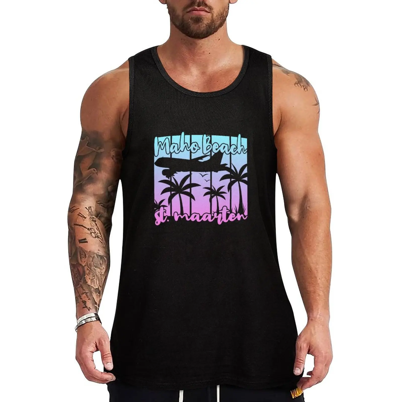 Maho Beach St Maarten Tank Top men gym sports vest