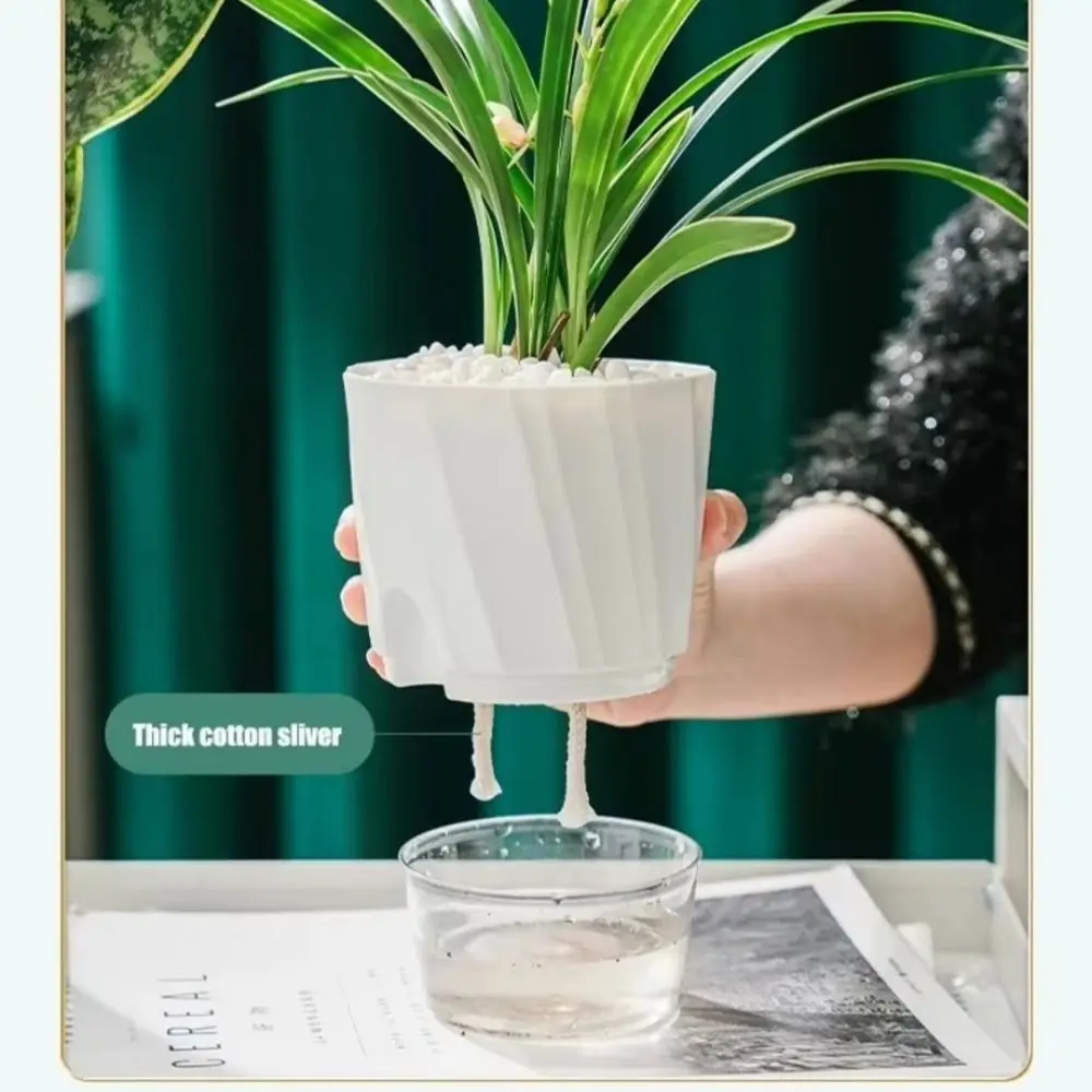 Fully Transparent Self Watering Planter Clear Design White Clear Watering Pot Self-Watering Lazy Flower Pot Indoor Plants