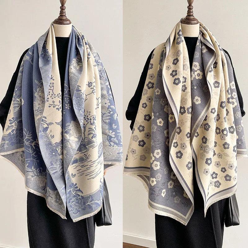 

70*180 см шарф из искусственного кашемира, шаль для женщин, шарфы с цветами, зимний теплый шейный платок, шали, накидка, длинные толстые накидки на шею