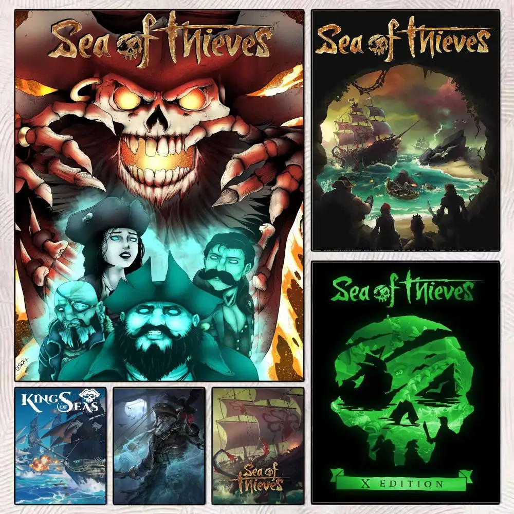 Pirate Adventure Game S-Sea of Thieves Poster Modern Minimalist Wall Art Prints Poster Home Decor Interior Bedroom Living Room