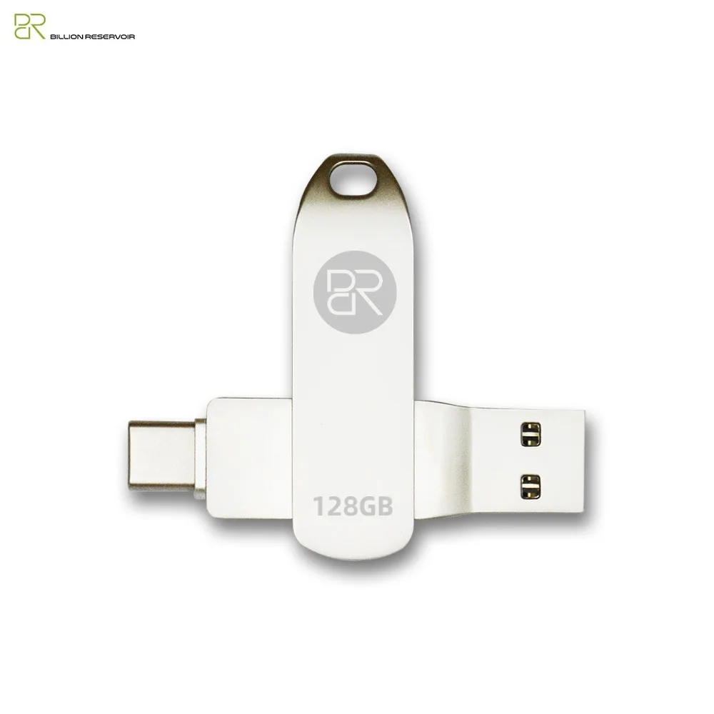 BR PS100 2-in-1 USB Flash Drive  32GB 64GB 128GB 256GB USB 3.2 Type-C Zinc Alloy Metal Waterproof Pendrive for Laptop Phone