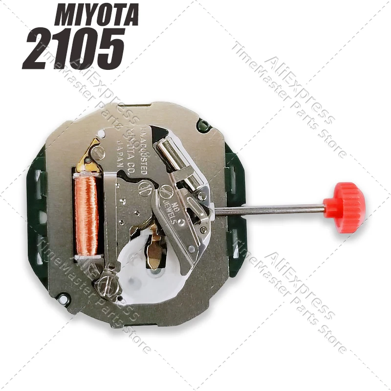 Komponen Perbaikan Arloji Pengganti, Mesin Quartz Kompatibel Miyota 2105 3 Jarum Kalender Ganda Tampilan Hari Tanggal