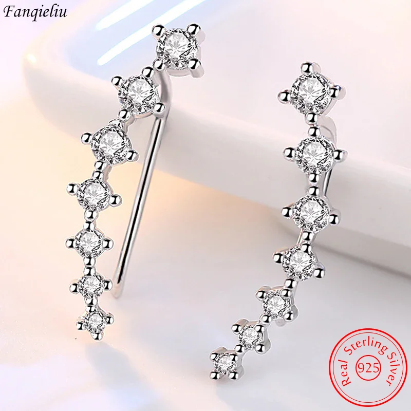 

Fanqieliu Real 925 Sterling Silver Women's High Quality Fashion Jewelry Multiple Crystal Zircon Hoop Earrings New FQL23664