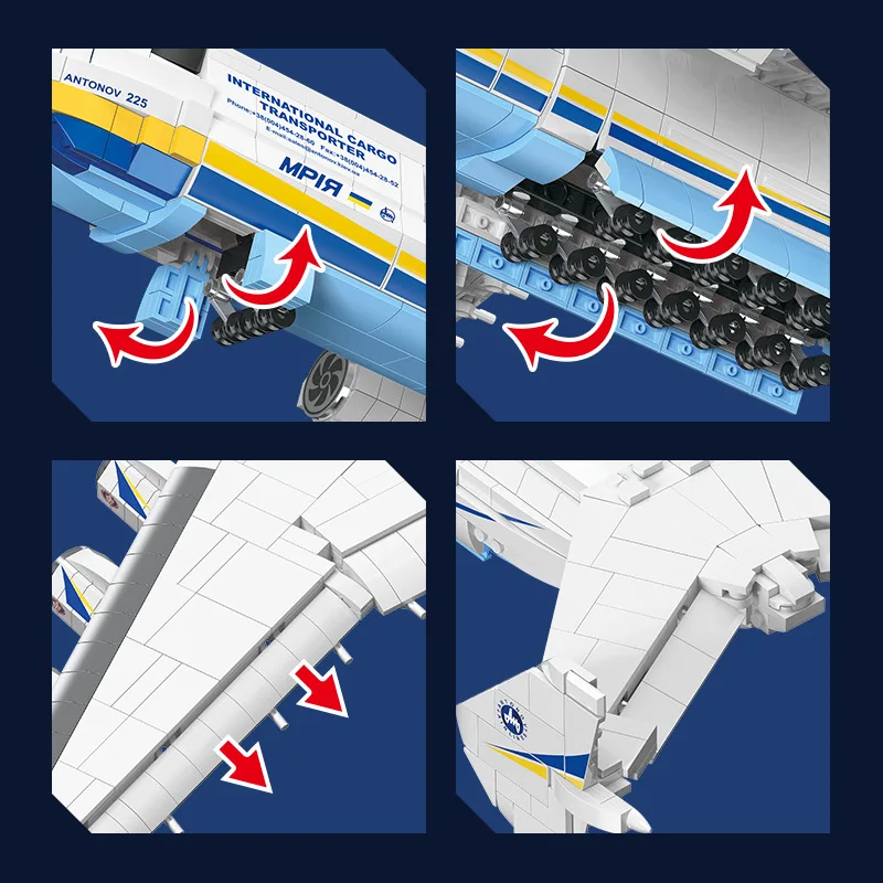 남아용 MOC An-225 운송 항공기 빌딩 블록, 모형 비행기 벽돌 조립 장난감, 크리스마스 선물 세트, 재고 JJ9093