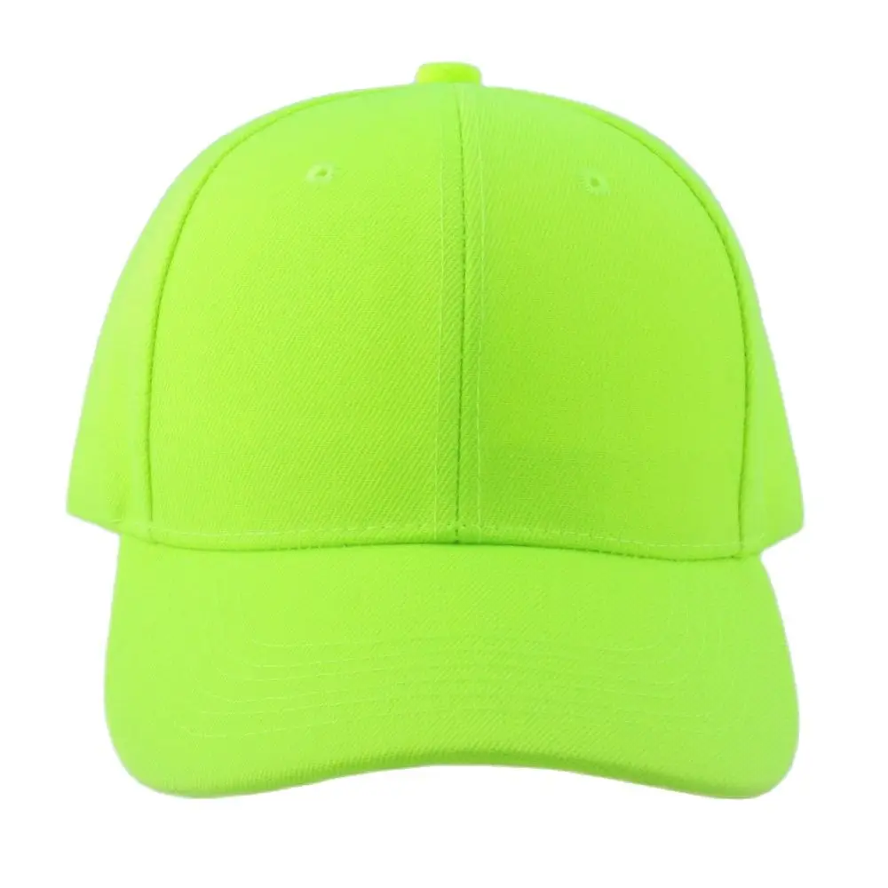 Bright Yellow Green Plain Twill Baseball Cap Blank Casual Hat for Women Men Lime Orange 6 Panel Cap Pre-Curved Visor