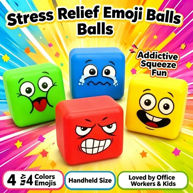 Soft MoldableTPR Flour Stress Ball,Hand Drawn Face Squeeze Fidget Toy,Portable Office Anxiety Relief Decompression Gift Ornament