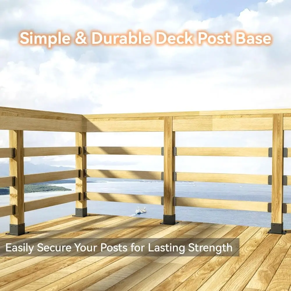 

Structural Support Rust Proof Metal Brackets Heavy Duty Black Wooden Post Base Durability Pergolas Support Wooden Beams