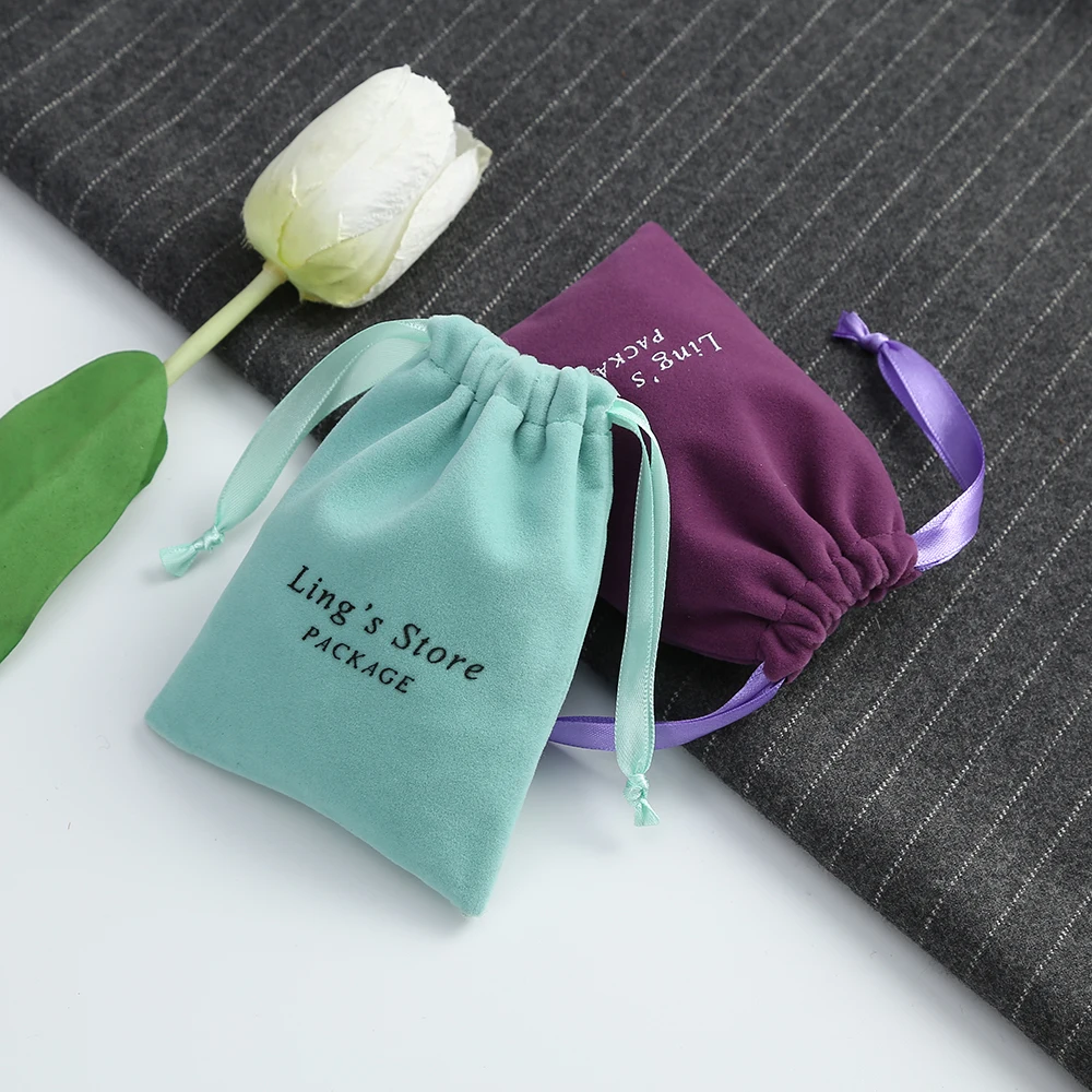 

Drawstring with Ribbon Velvet Sachet 5x7/7x9/9x12/10x15cm Pouches Small Size Jewelry Gift Display Packing Bags Can Custom Logo