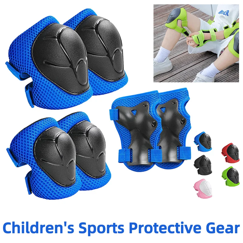 Защитное снаряжение для взрослых и детей, 6 шт., наколенники для езды на велосипеде и катания на коньках, налокотники, защита запястья для катания на роликах, скейтборде, велосипеда, скутера