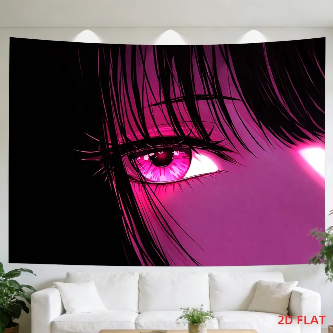 VIKAMA Cyberpunk Wandteppich Y2K Ästhetik Neon Pink Eye Wandkunst für Teenagerzimmer Gaming-Setup Schlafzimmer Deko Wandbehang