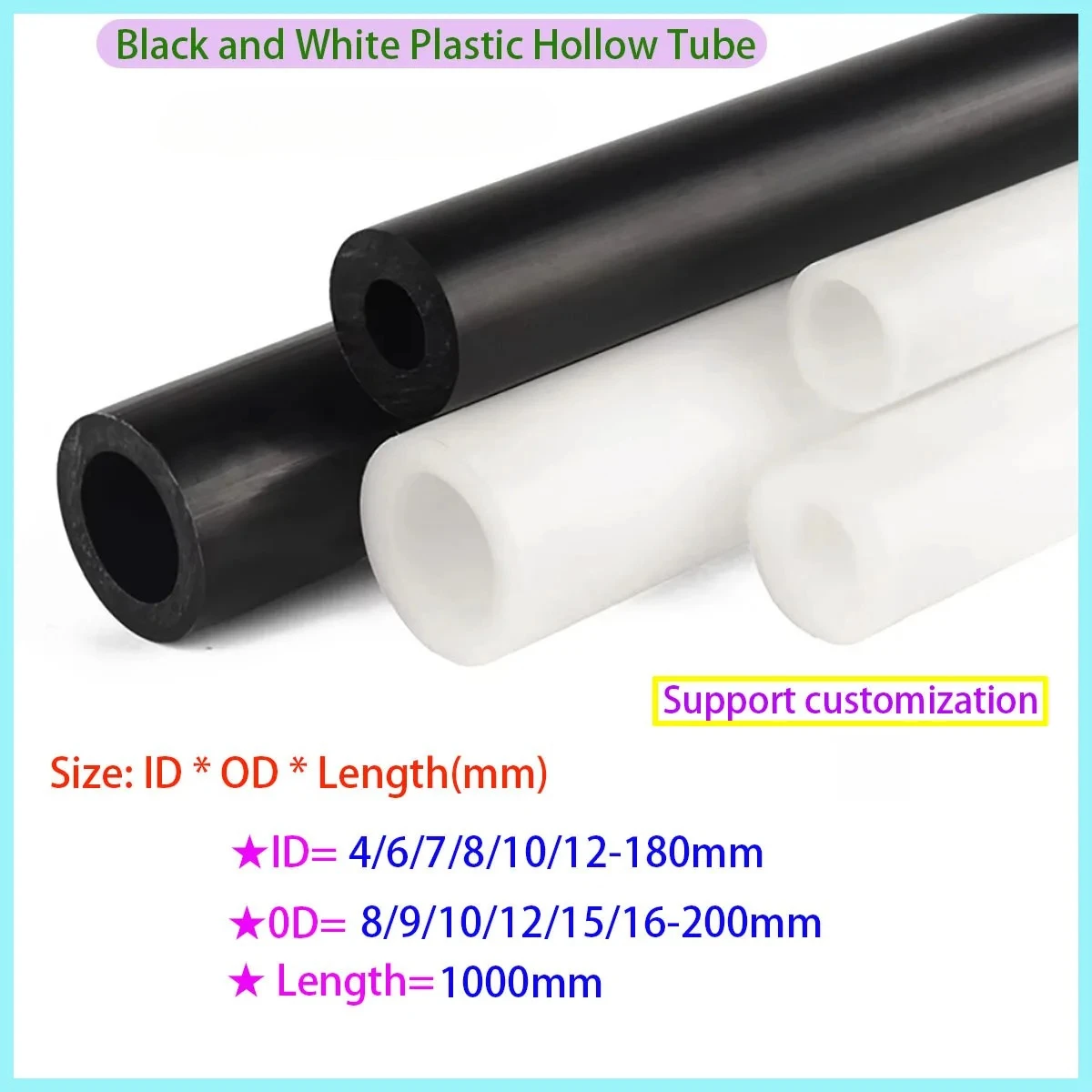 

White Black Insulated Hard Plastic Pipe, Hollow Pipe, Polyformaldehyde Pipe