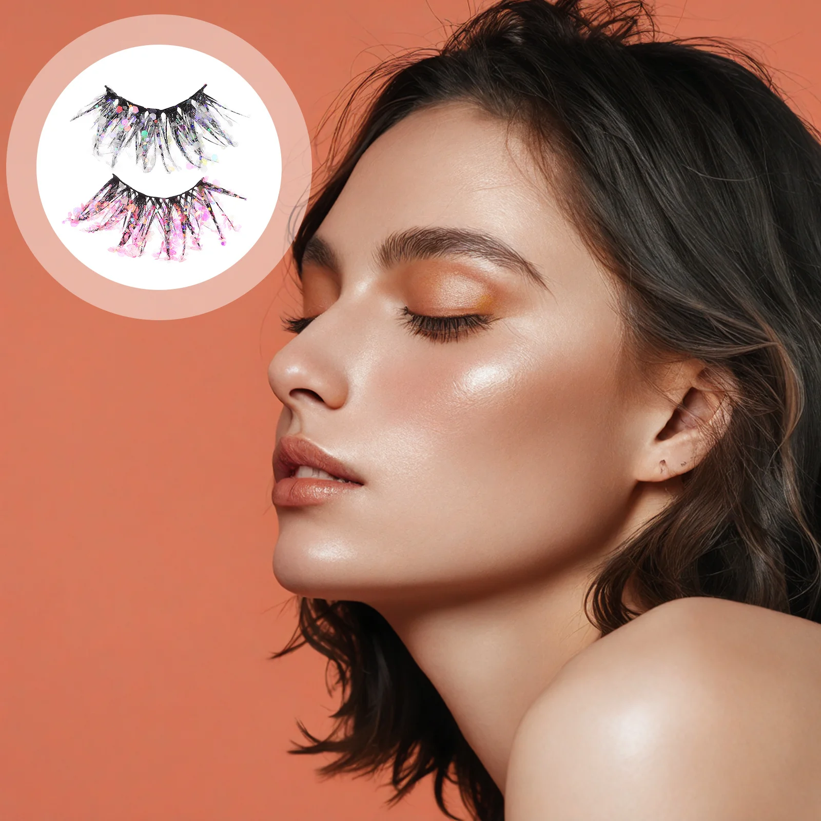 

2Pairs Fluorescence Eyelashes 3D Dramatic Glow Lashes Easy Apply False Eyelash Extensions for Beginners Night Out Decorative