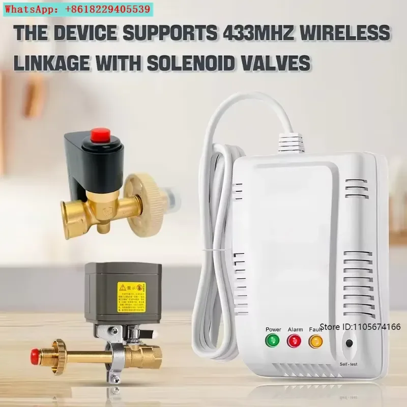 Methane detector with solenoid valve linkage for home and commercial use natural gas leak protection gas analyzer