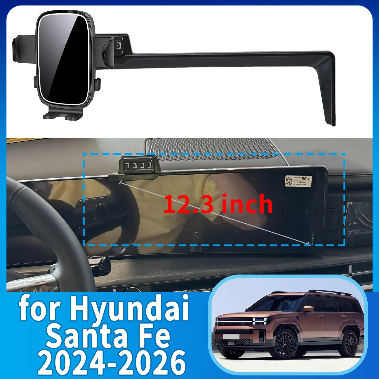 

fit for Hyundai Santa Fe 2024 2025 2026 Phone Holder, Dashboard Screen Mount Bracket Easy Installation​​ Car accessoires